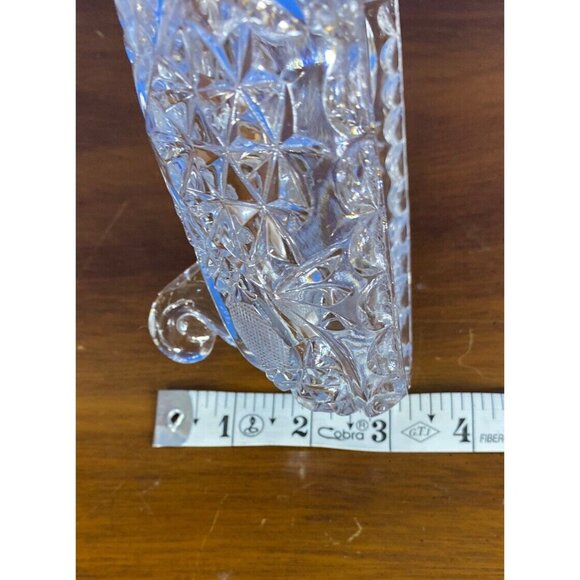 Vintage Clear Tri-Footed Triangle Cut Glass Dish No Lid Star Design - Picture 15 of 16
